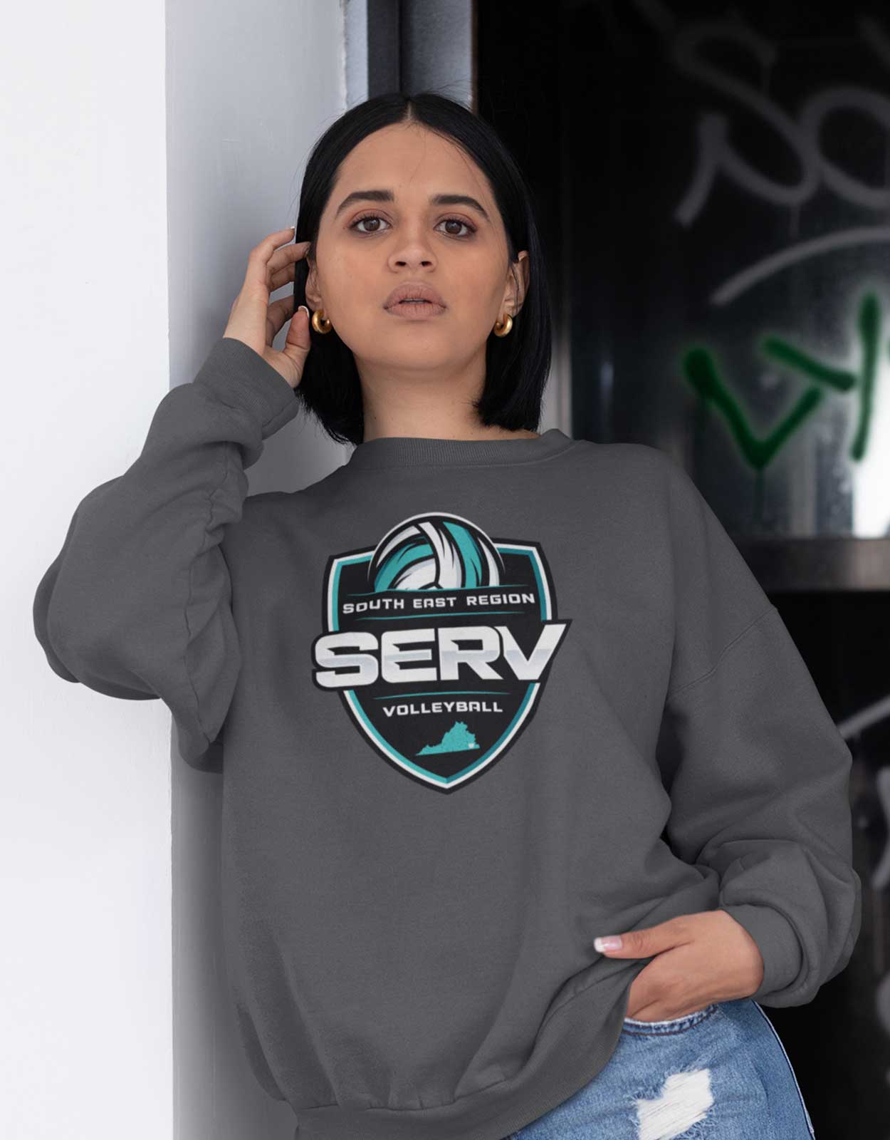 SERV Logo Crew Neck Sweatshirt - Charcoal