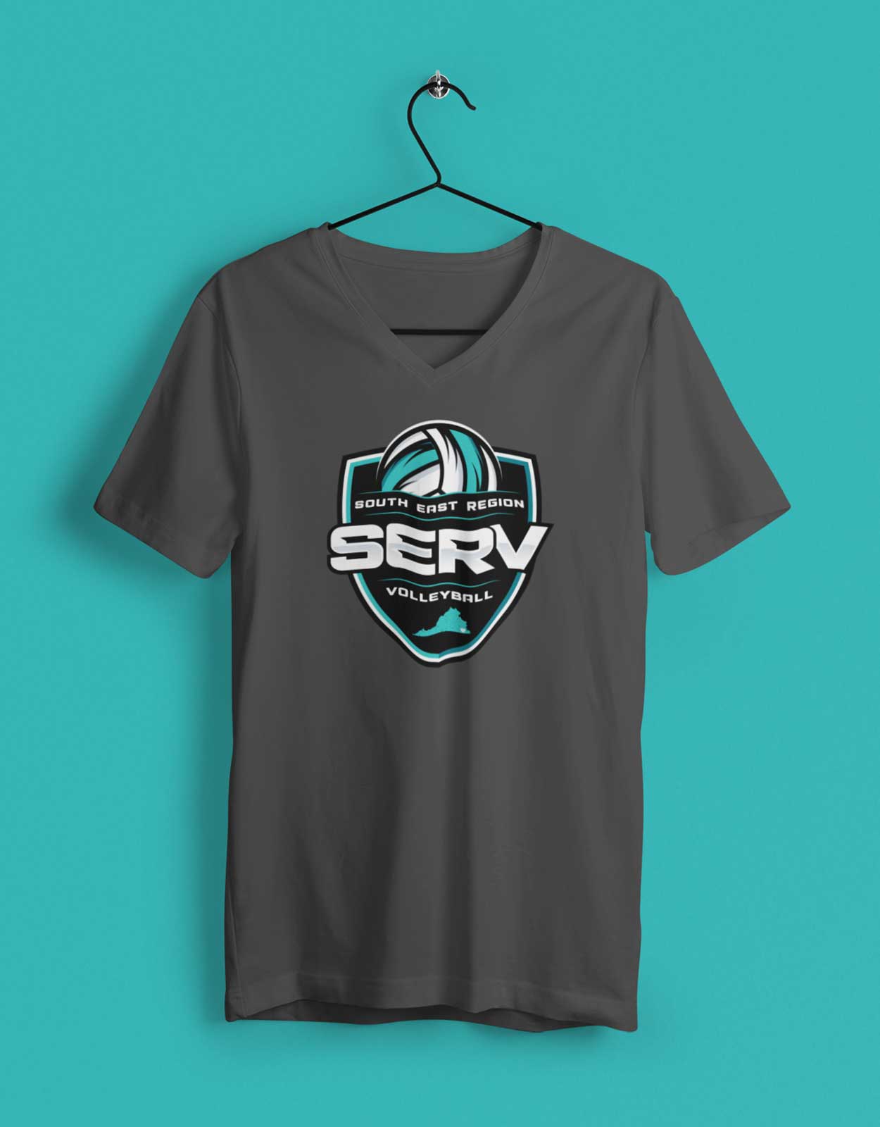 SERV Logo V-Neck T-Shirt - Charcoal