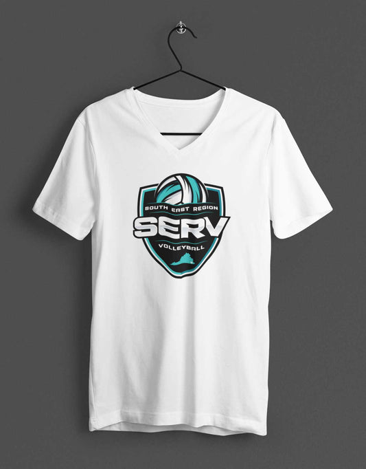 SERV Logo V-Neck T-Shirt - White